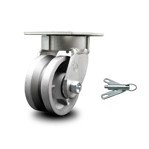 4 Inch Kingpinless V Groove Semi Steel Poly Wheel Swivel Caster with Swivel Lock